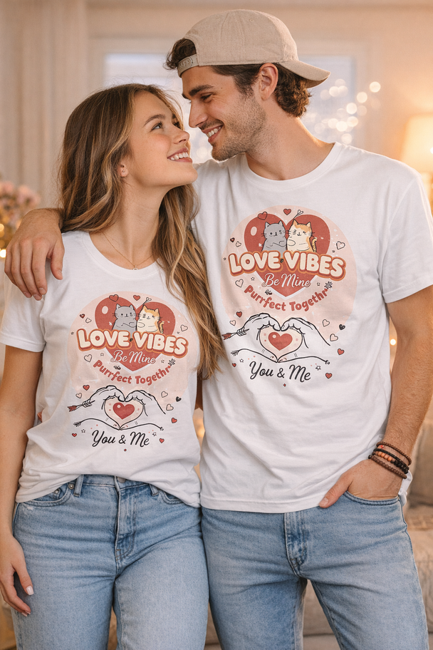 Valentines Day T-Shirt: Love Vibes, Cats, Couples - classic tee